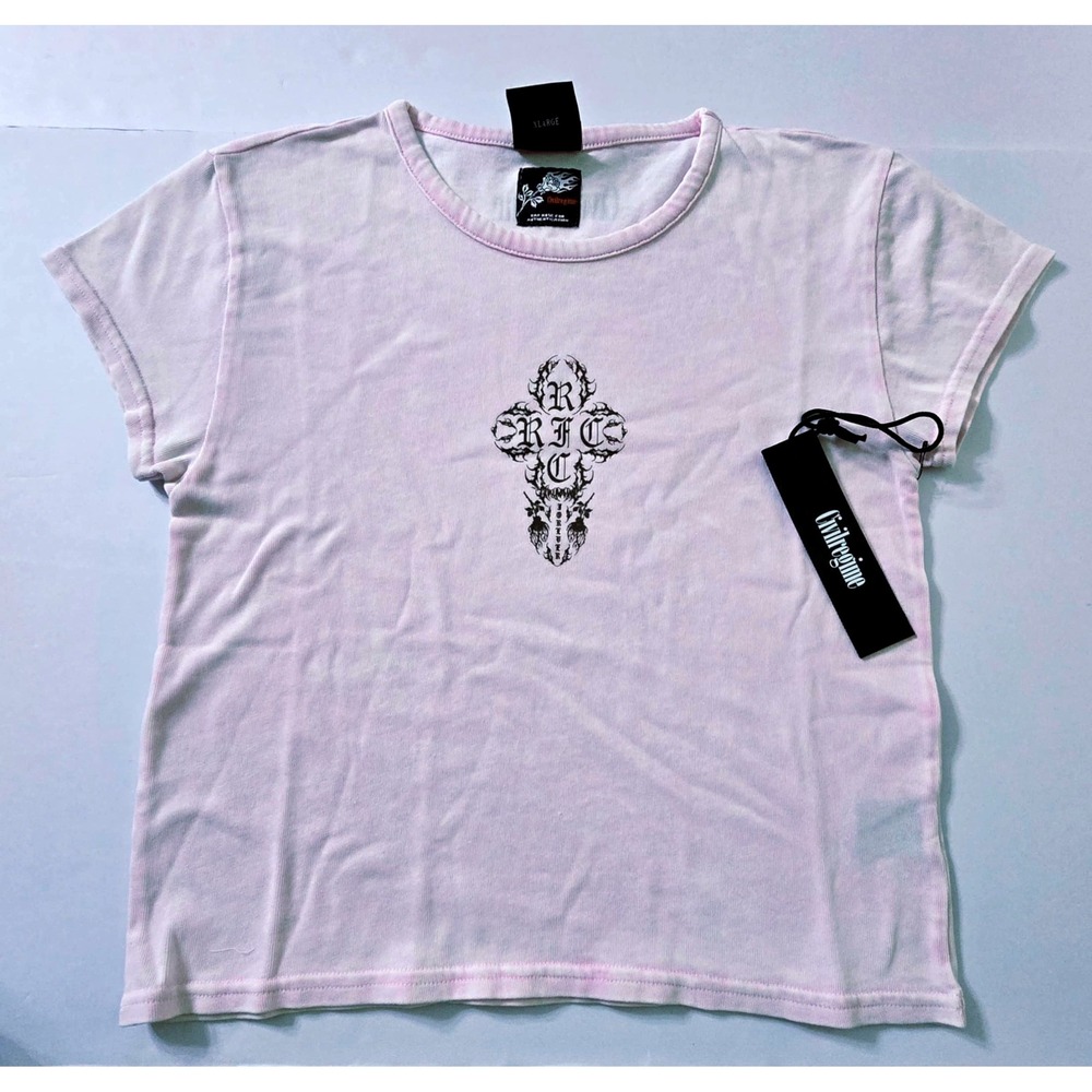 Civil Regime T Shirt Women's XL Pink Concrete Sin Energy Sun Wash Short Baby Tee